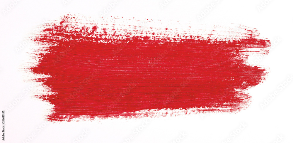 Red brush stroke isolated over white background