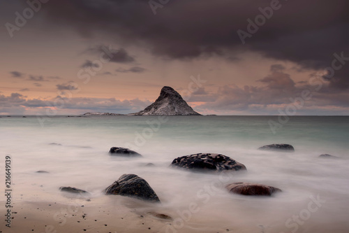 Winter sunset on Puffin Island, Andenes, Nordland, Norway photo