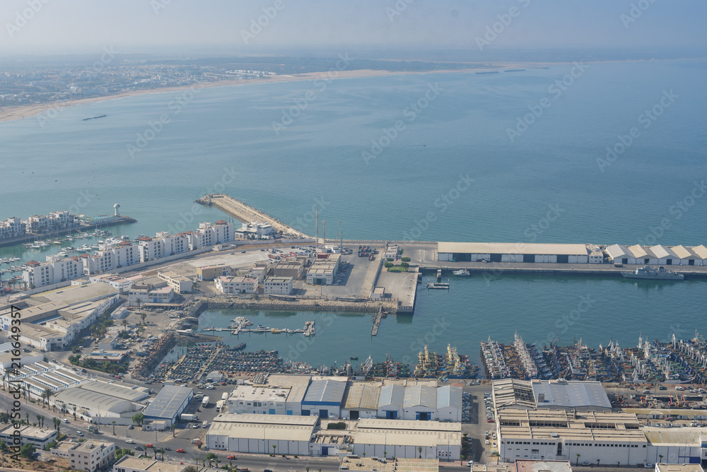 top view of Agadir and the sea port