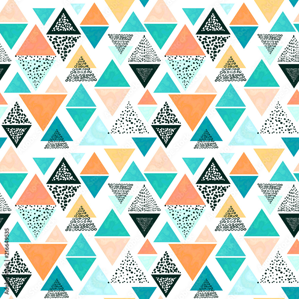 Seamless Pattern of Hand Drawn Triangles Seamless Pattern of Hand Drawn Triangles