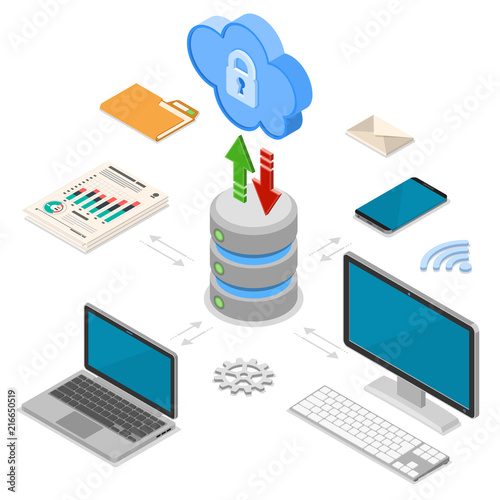 Cloud Computing Technology Isometric