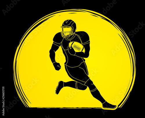 American Football player action, sportsman player, sport concept graphic vector.