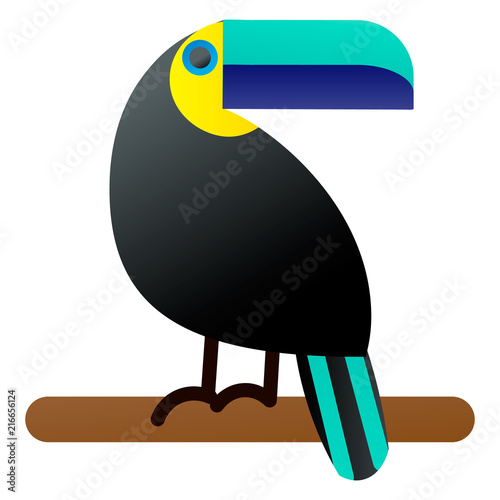 Vector illustration of a bright tropical bird Toucan
