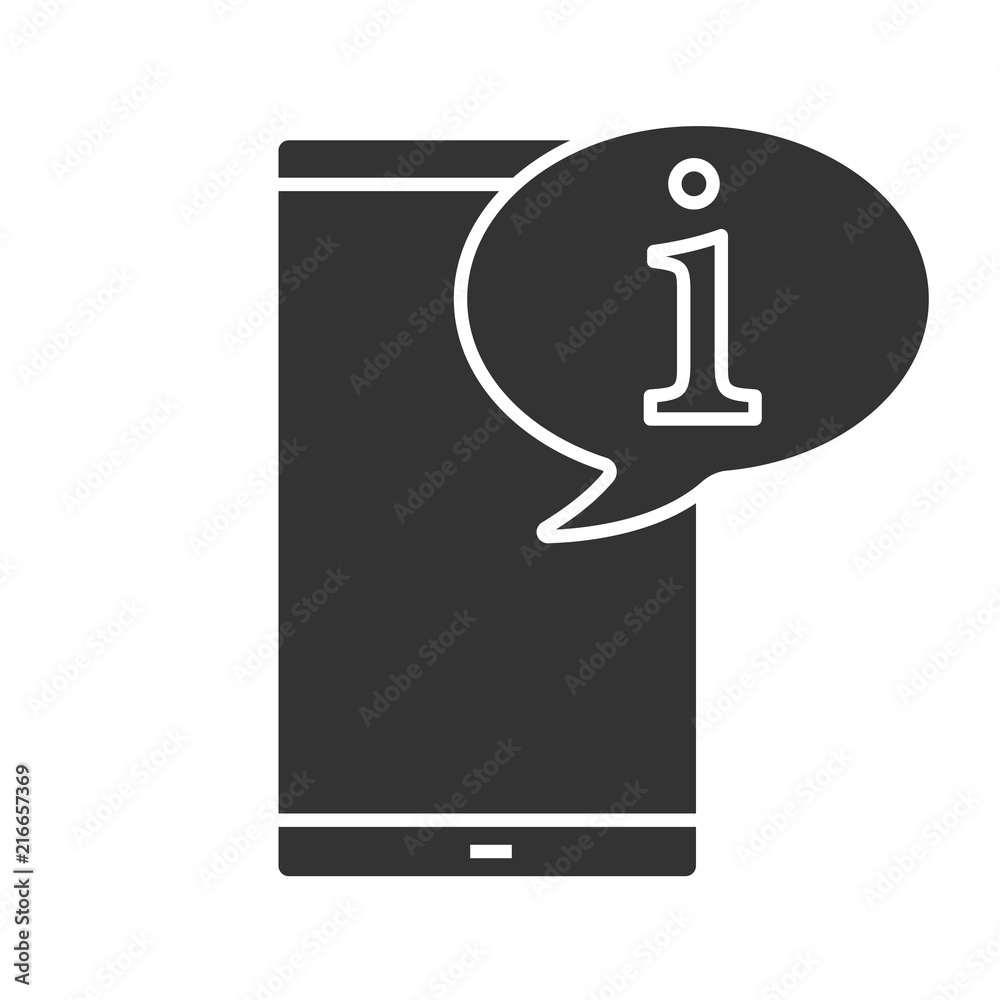 Smartphone with speech bubble glyph icon Smartphone with speech bubble glyph icon