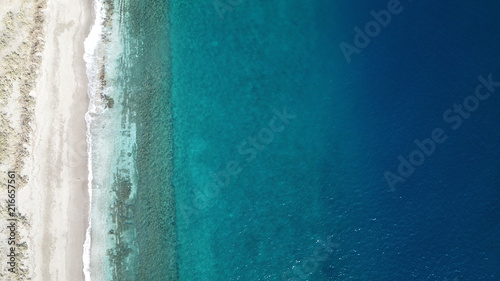 Aerial drone photo beach, sea and reef 