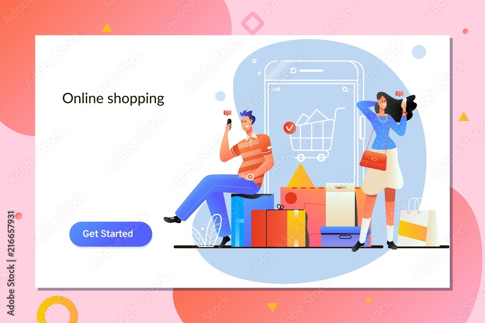Online shopping. E commerce and delivery service concept.Peiole shop online using smartphone.