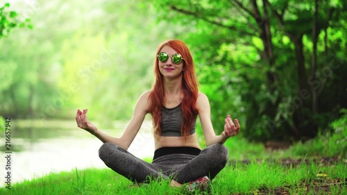 Girl doing sports in the park