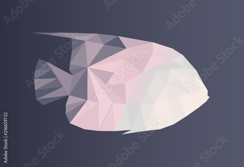 Abstract geometry polygonal fish, low poly vector illustration