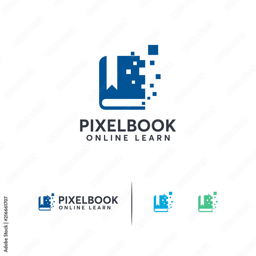 Online Education Logo template, pixel book education logo template ...