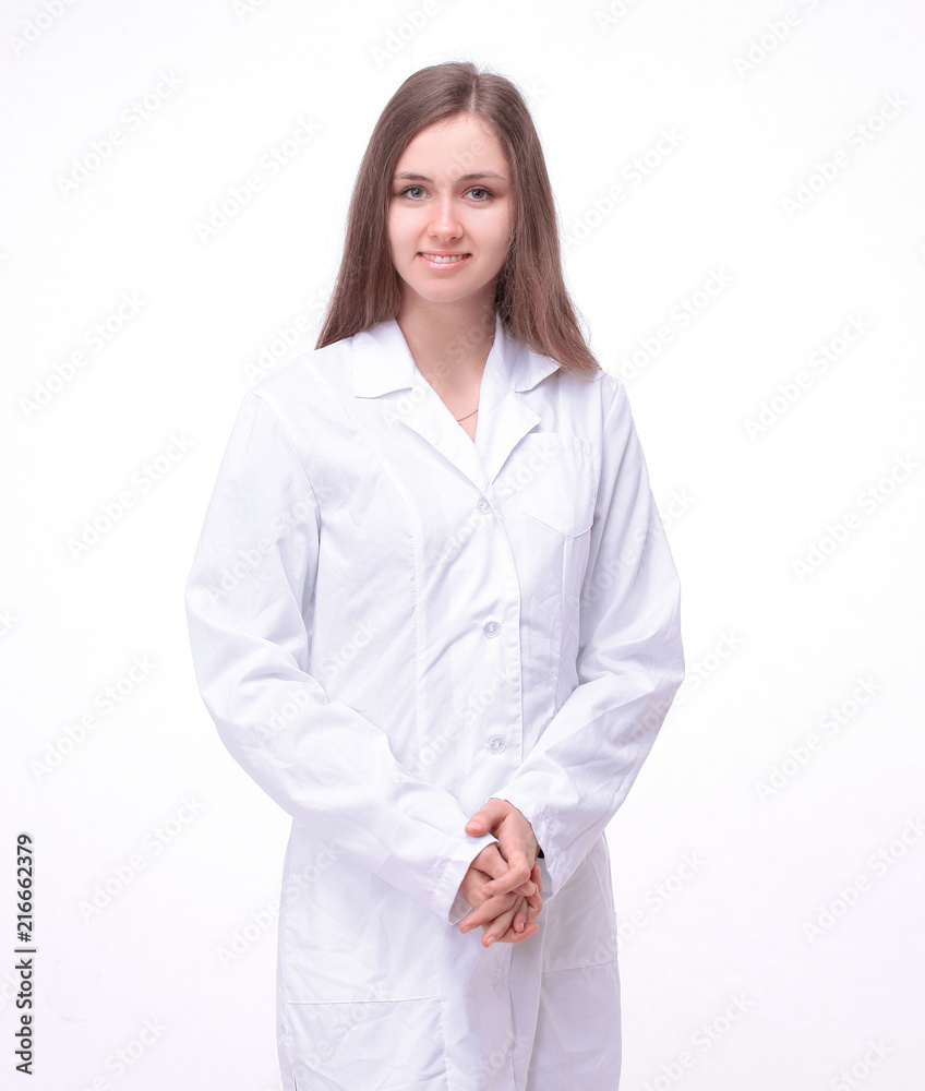smiling woman doctor.isolated on a white background. smiling woman doctor.isolated on a white background.