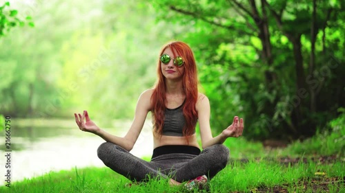 Girl doing sports in the park