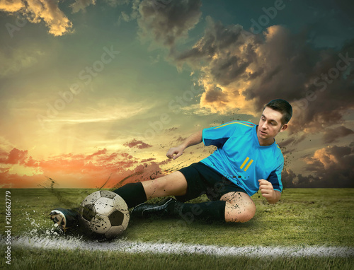 Soccer players on the field photo