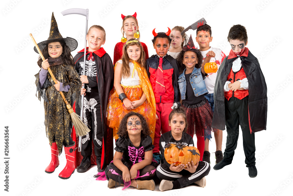 Obraz premium Group of kids in Halloween costumes