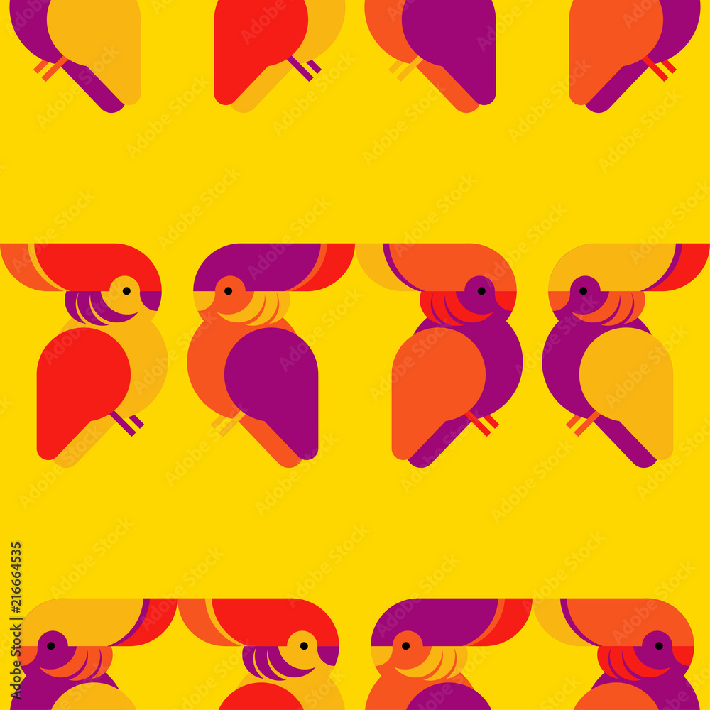 Fototapeta premium Seamless background with decorative parrots. Birds in the sky. Textile rapport.