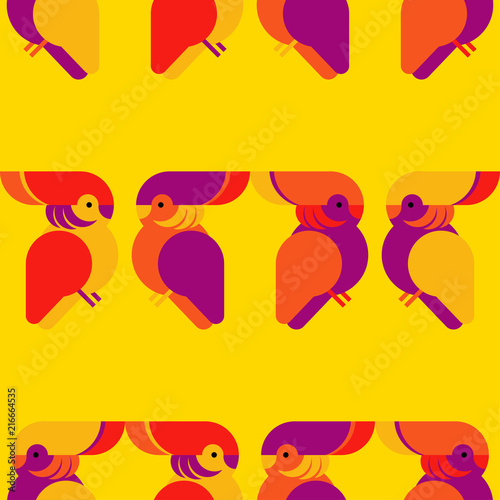 Seamless background with decorative parrots. Birds in the sky. Textile rapport.