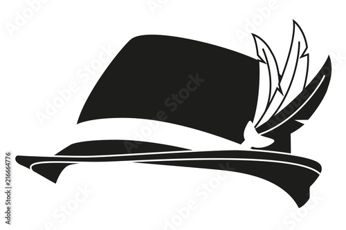 Black and white german feather hat silhouette photo