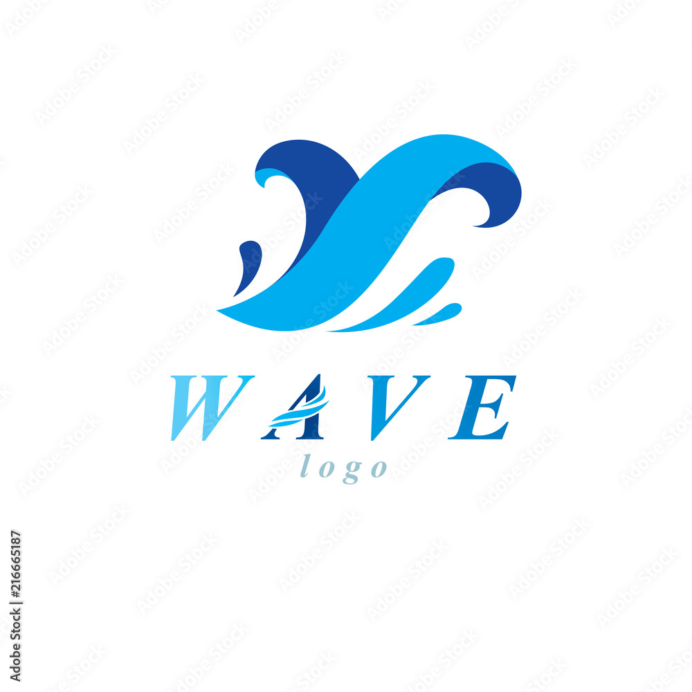 Fototapeta premium Ocean freshness theme vector symbol for use in mineral water advertising. Human and nature coexistence concept.