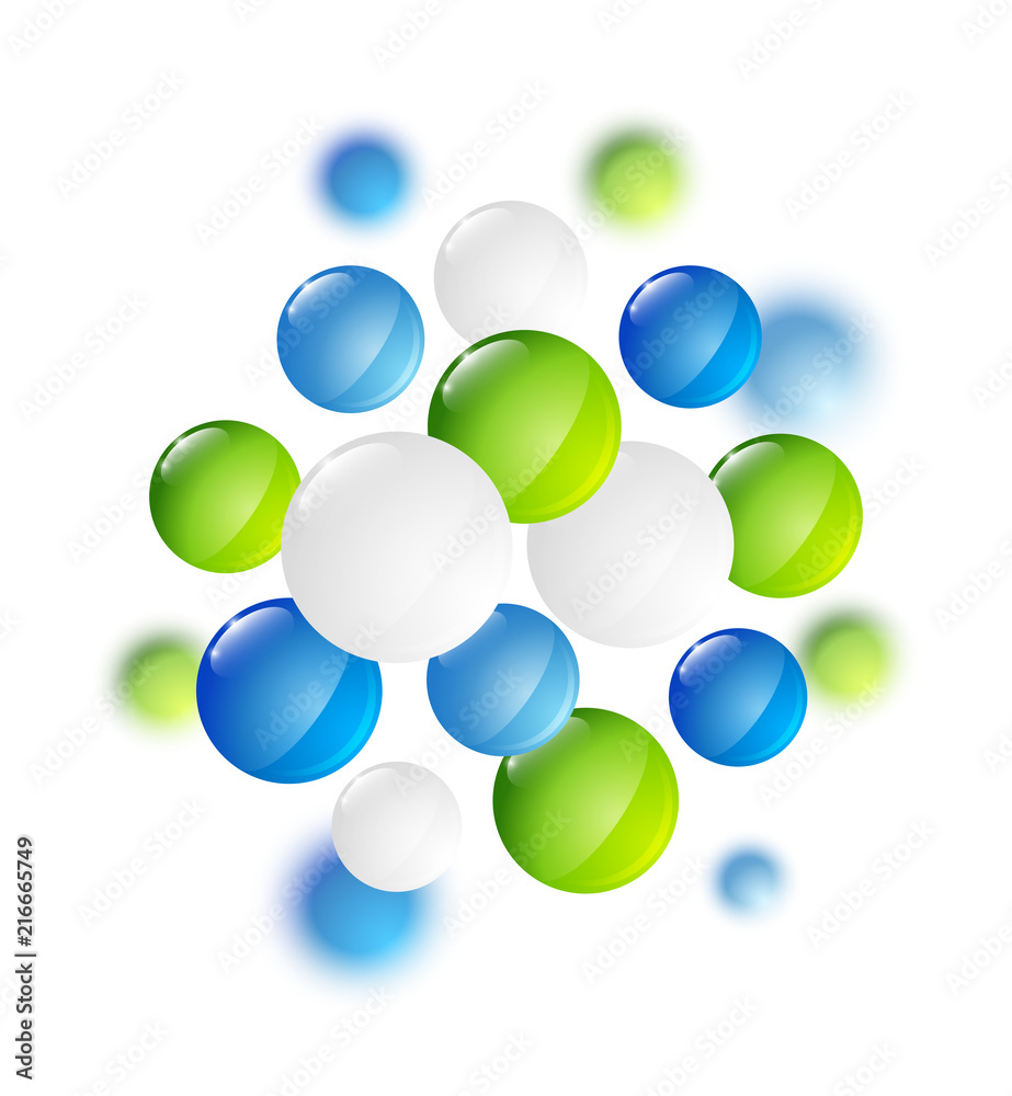 Color glossy round elements on white background