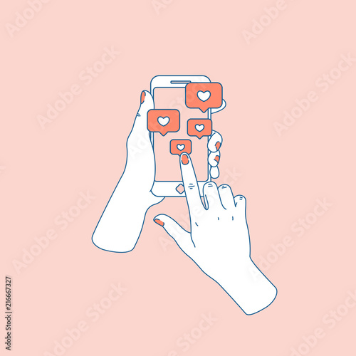 Illustration of person using a cellphone