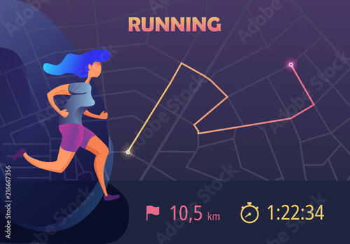 Sports app for runners. Mobile app templates, concept vector illustration flat design.