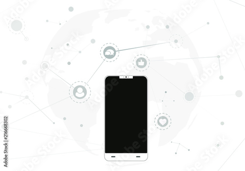 abstract social networks marketing background with smartphone
