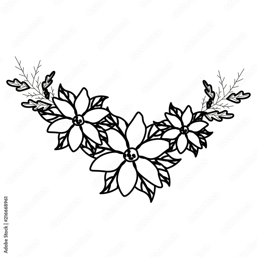 beautiful flower and leafs garden vector illustration design