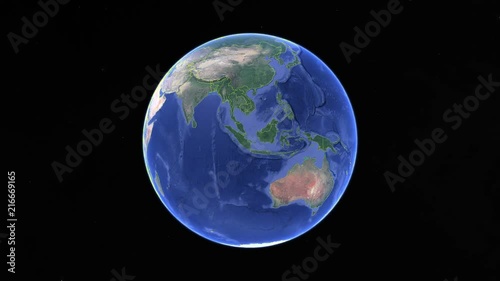 Papua New Guinea with flag. 3d earth in space - zoom in Papua New Guinea outer, created using ultra high res NASA