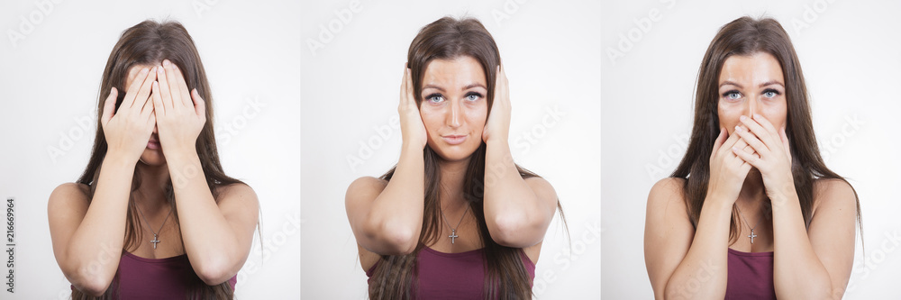 junge frau macht gesten von paraphrasen blind taub und stumm junge frau macht gesten von paraphrasen blind taub und stumm