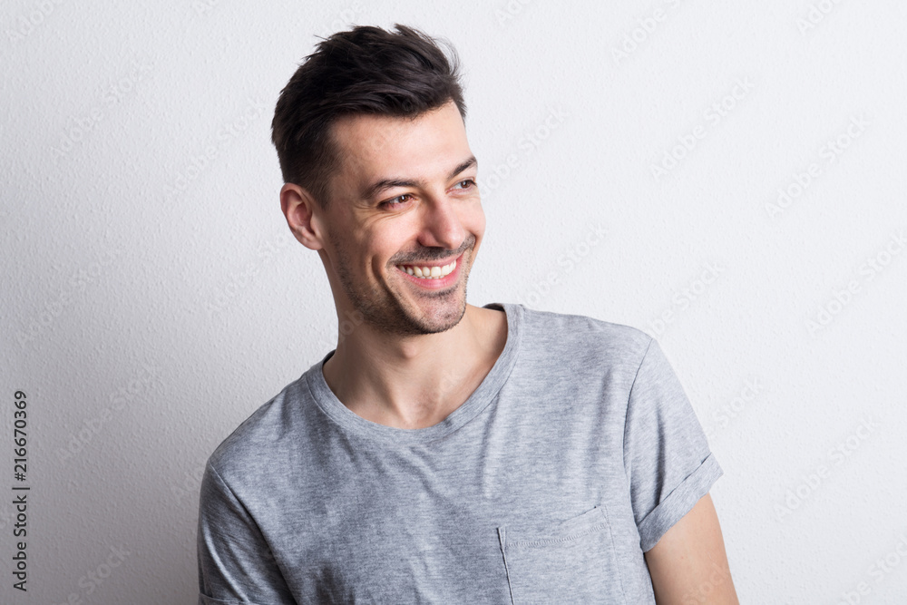 Portrait of a young man in a studio. Copy space. Portrait of a young man in a studio. Copy space.