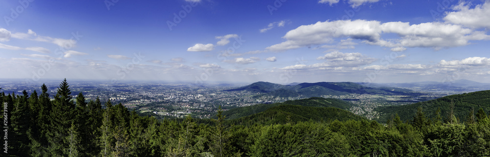  Panoraic view of the Beskidy mountains in Southern Poland