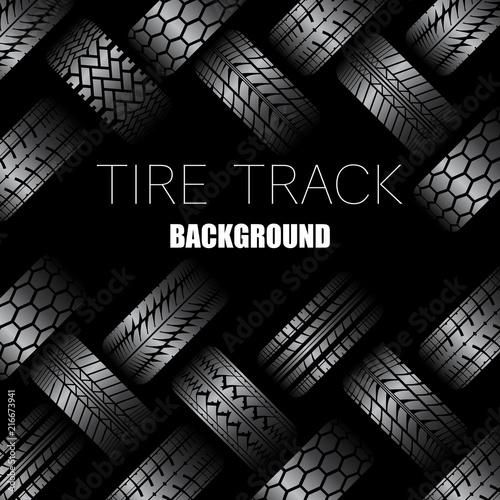 Cars tire tracks with text