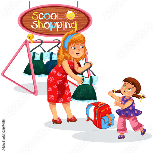 Mom and child buying stuff