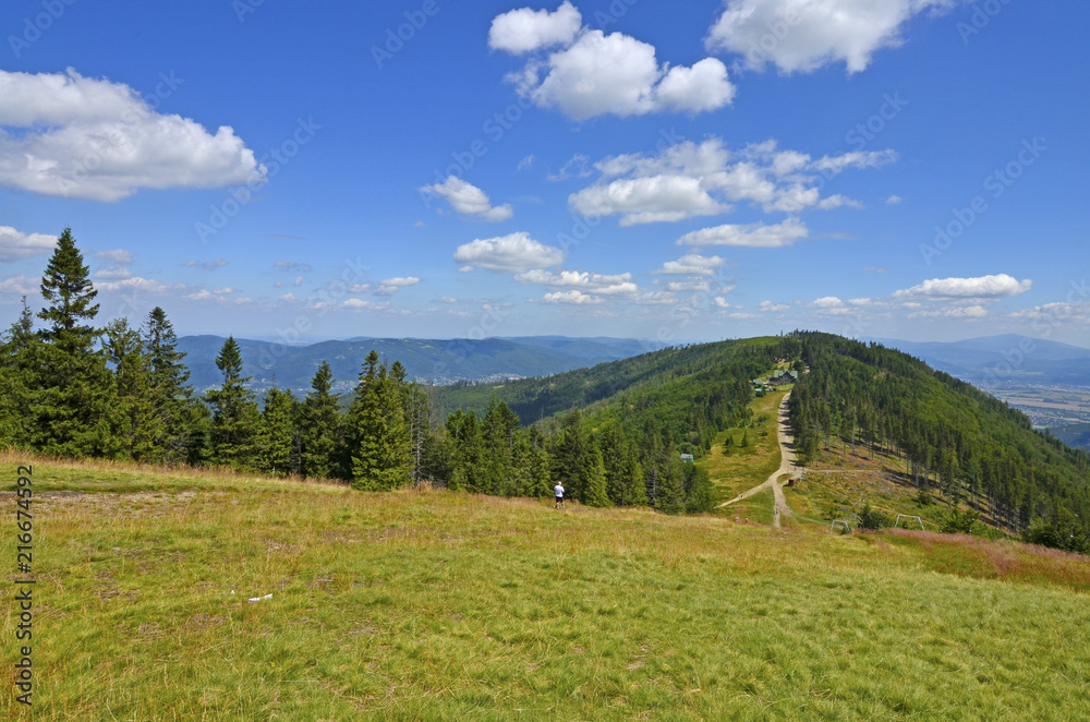 Klimczok peak in Beskidy mountain range in Southern Poland