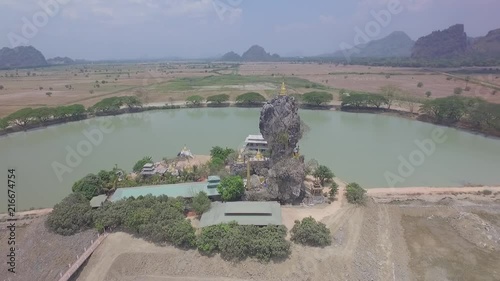 Drone shot: Buddhist temple Kyaut Kalap, Myanmar photo