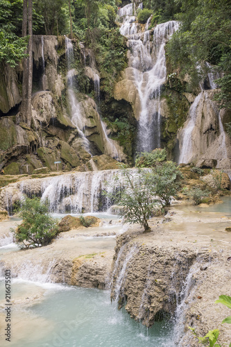 View of the beautiful waterfalls in Kuang Si  near Luang Prabang  Laos  Asia