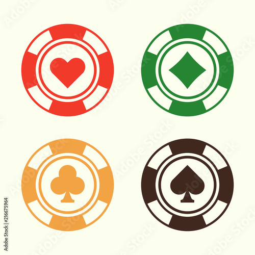 Gambling poker chips set of vector design elements