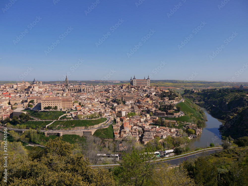 The Tagus River that passes the ancient city of Toledo Spain