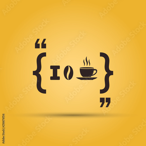 I love coffee quotation mark speech bubble