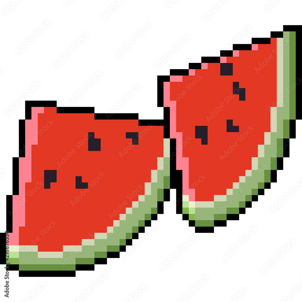 vector pixel art watermelon piece Stock Vector Adobe Stock