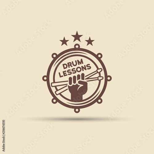 Drum school isolated vector round emblem