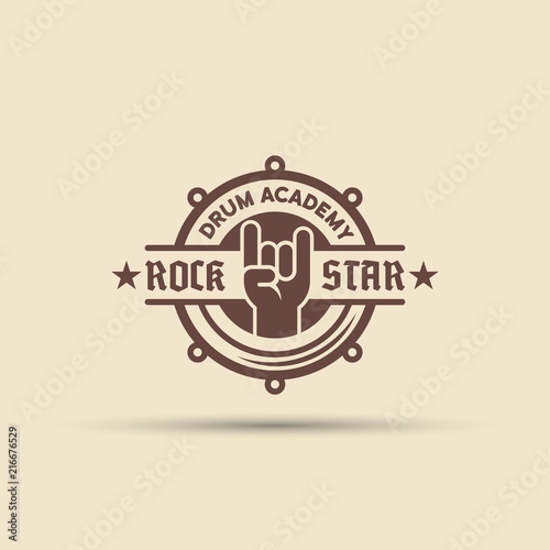 Drum school isolated vector round emblem