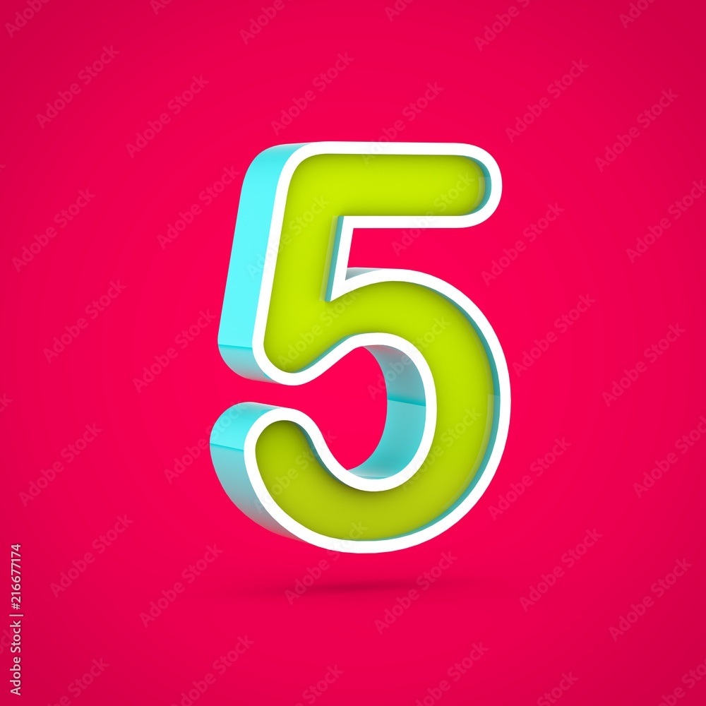 Juicy number 5 isolated on hot pink background. Juicy number 5 isolated on hot pink background.