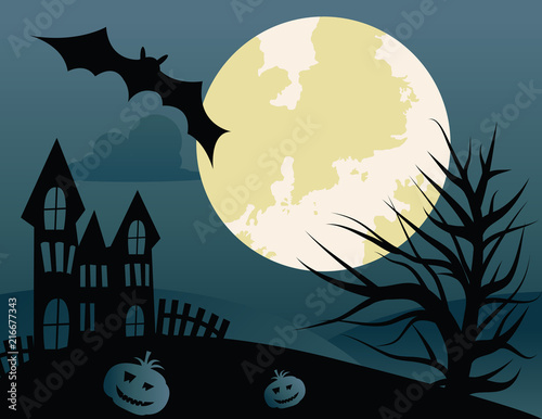 Illustrations for halloween , The big house and The moon
