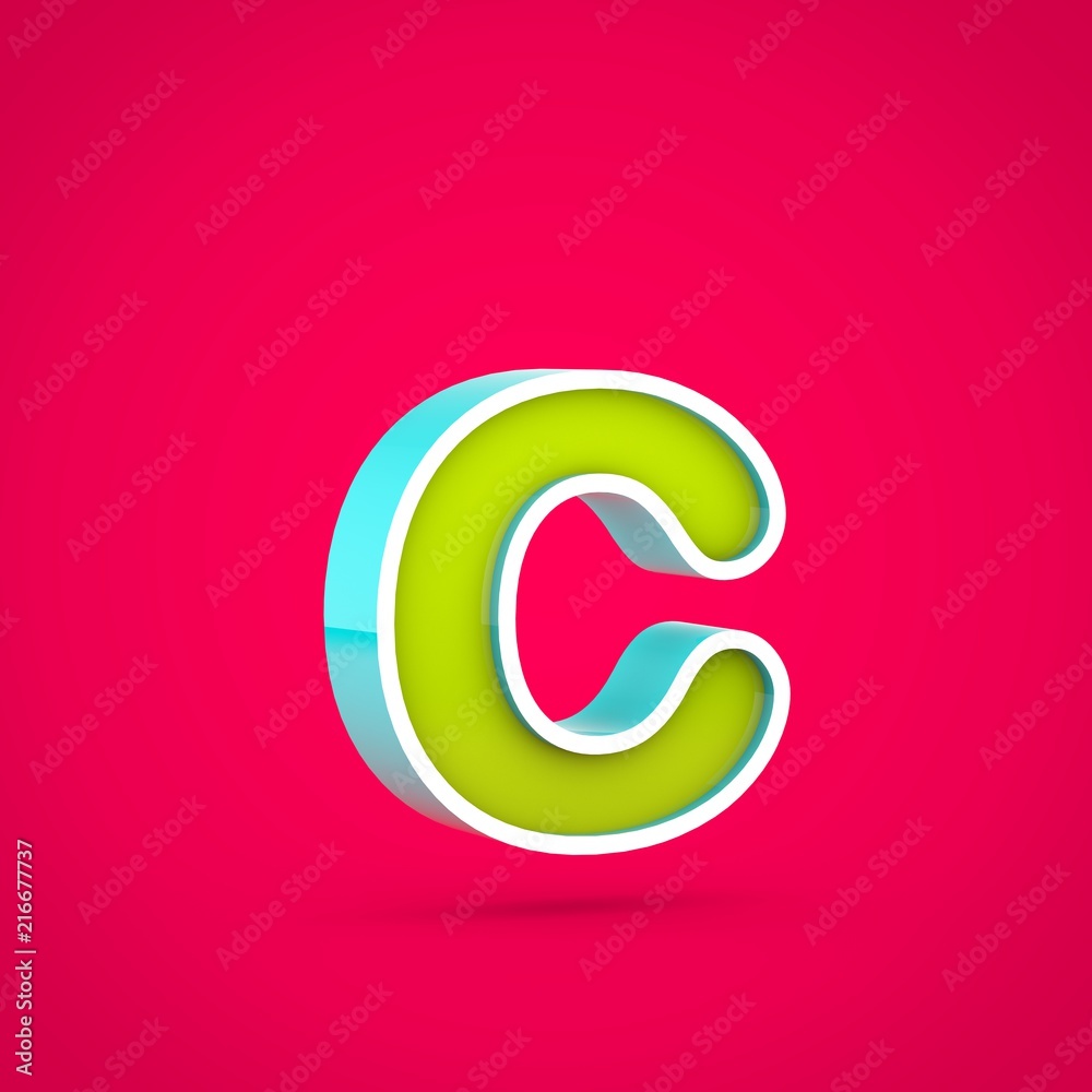 Juicy letter C lowercase isolated on hot pink background.