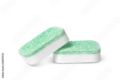 Dishwasher tablets on a white background isolate
