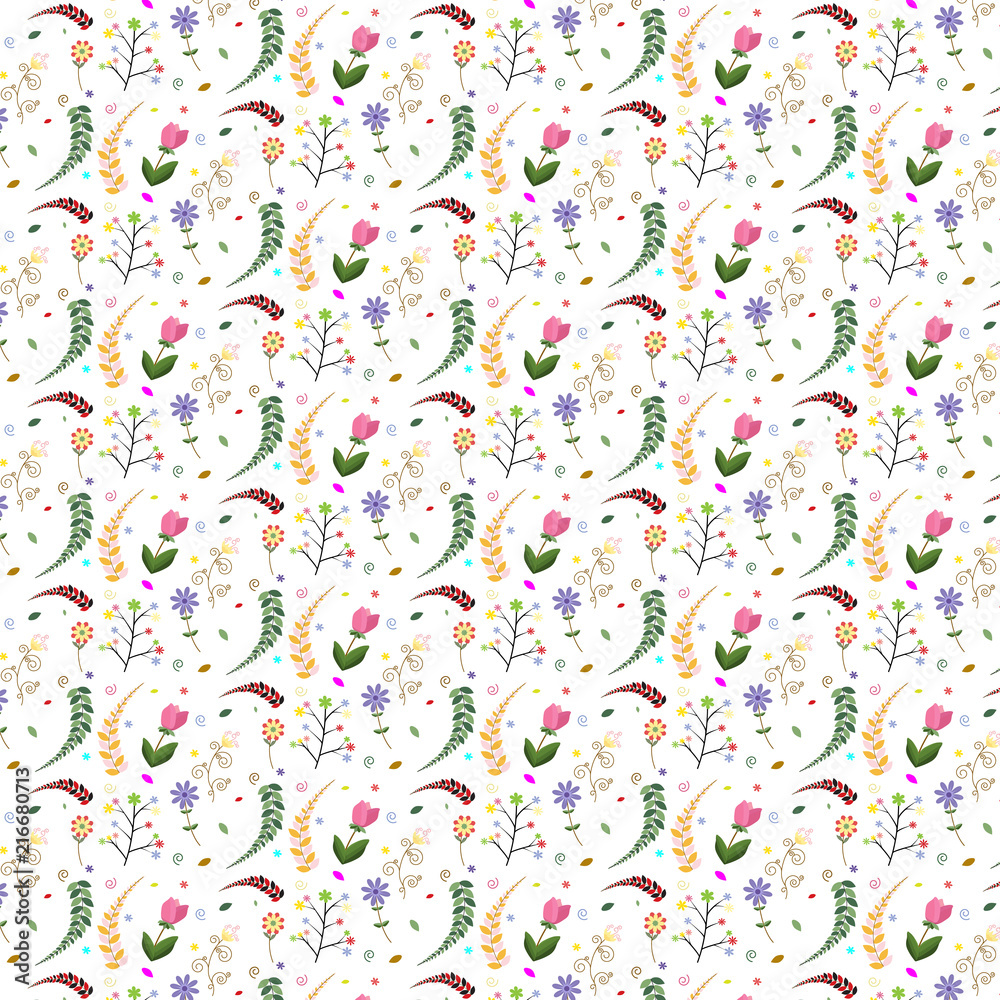 Fototapeta premium Seamless flower pattern on white background. Vector illustration