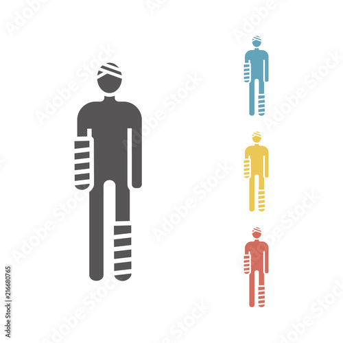 Injured man in bandages icon
