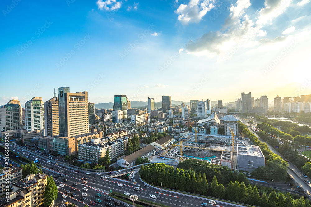 Fototapeta premium panoramiczna panorama miasta w hangzhou w chinach