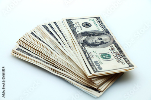 american dollars on a white background.