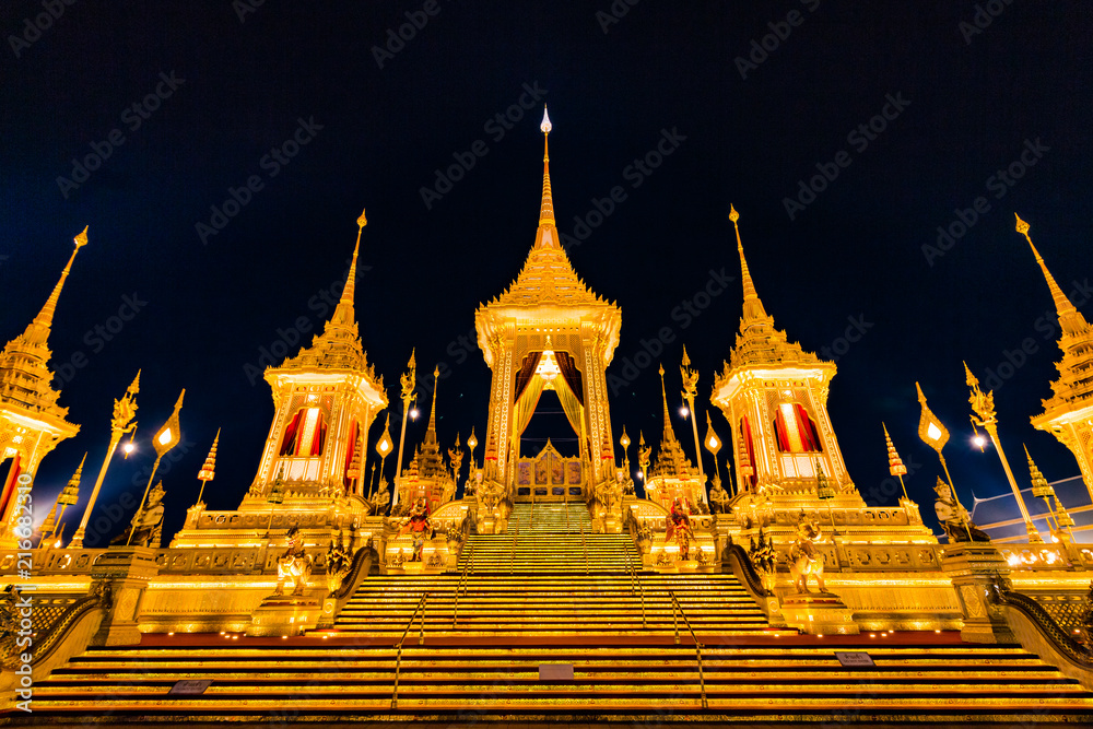 BANGKOK, THAILAND - 22 DEC, 2017: The royal funeral pyre of King Bhumibol Adulyadej's at Sanam Luang Bangkok, Thailand